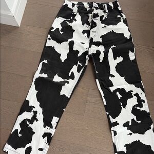 Cider Black and White Cow Print Jeans
